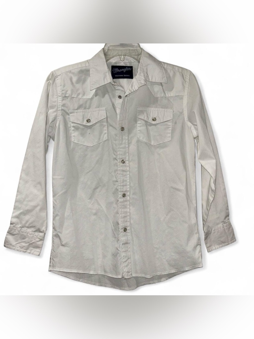 Wrangler Boys White Long Sleeve Button-Down Western Shirt Large 10-12